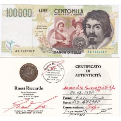 100000 LIRE CARAVAGGIO II TIPO  28.02.1997 lettera D    